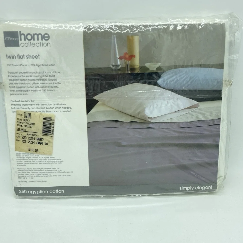 JCPenney The‎ Home Collection 100% Egyptian Cotton Twin Flat Sheet NEW Vintage